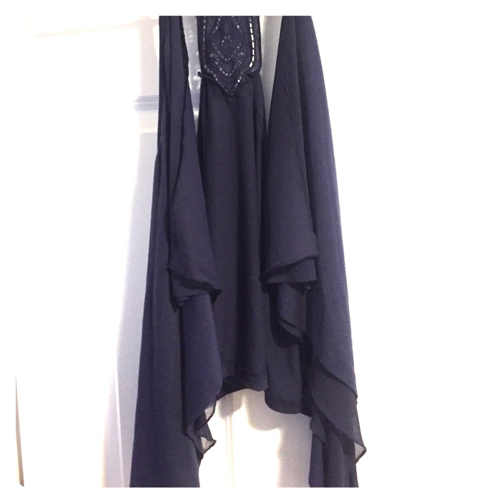Navy blue crocheted tank